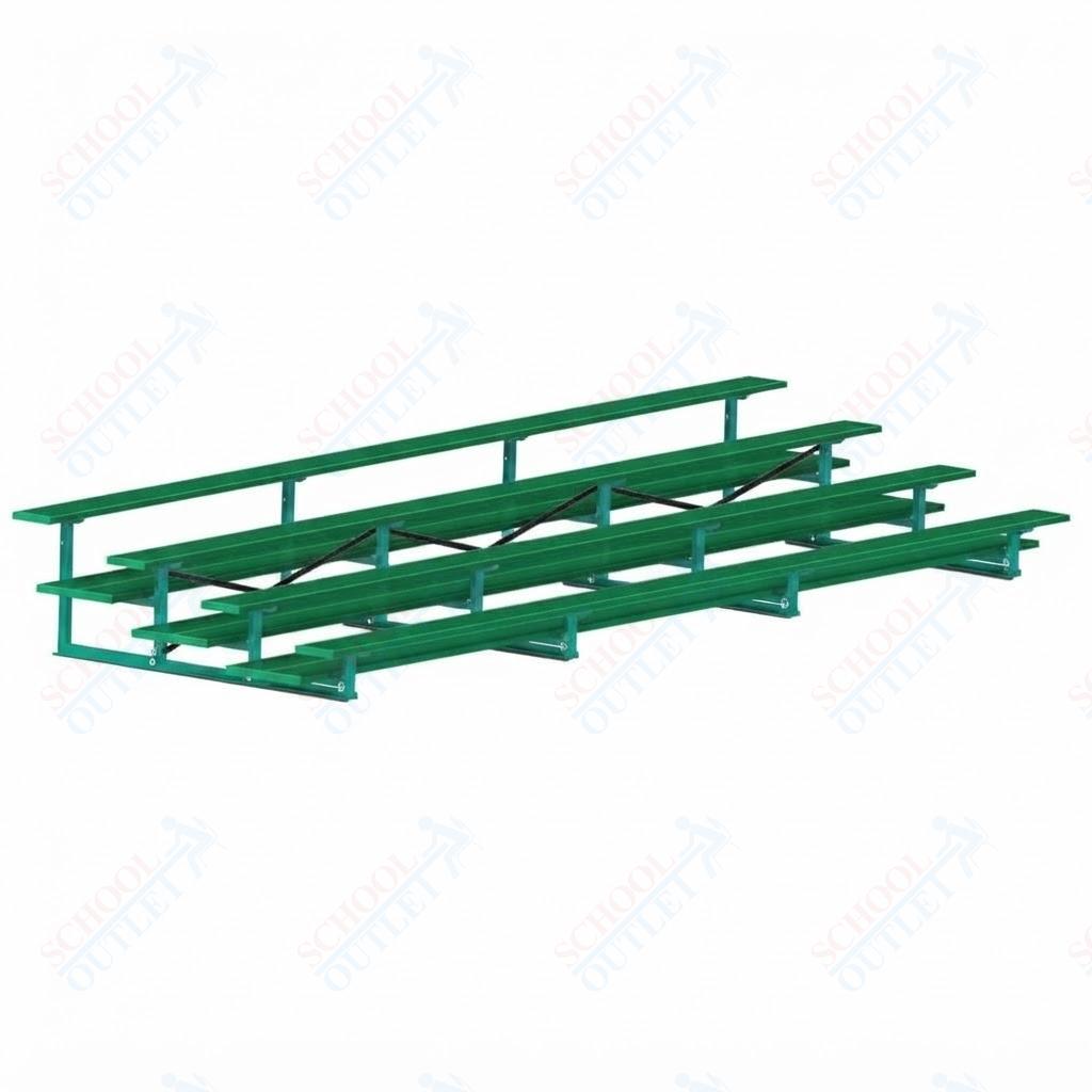 Jaypro Sports Bleacher  - 4 Row - Double Foot Plank, All Aluminum Bleachers, Powder Coated - 21' L (BLDP-421ALPC)