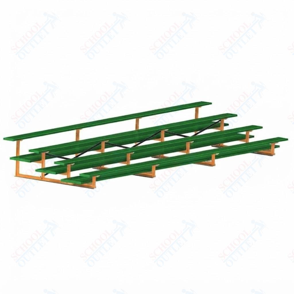 Jaypro Sports Bleacher  - 4 Row - Double Foot Plank, All Aluminum Bleachers, Powder Coated - 21' L (BLDP-421ALPC)