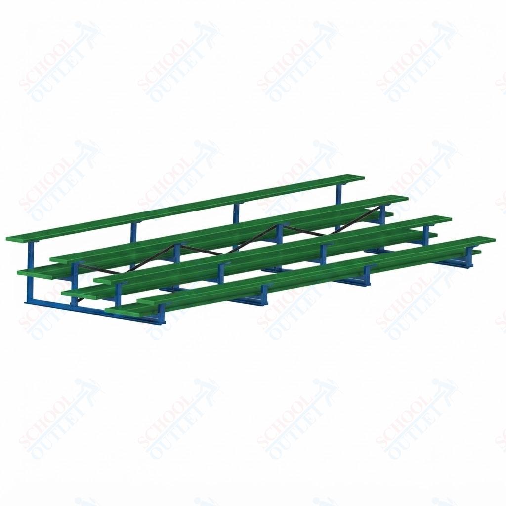 Jaypro Sports Bleacher  - 4 Row - Double Foot Plank, All Aluminum Bleachers, Powder Coated - 21' L (BLDP-421ALPC)