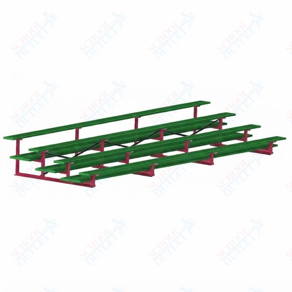 Jaypro Sports Bleacher  - 4 Row - Double Foot Plank, All Aluminum Bleachers, Powder Coated - 21' L (BLDP-421ALPC)