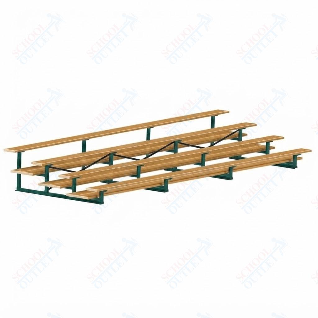 Jaypro Sports Bleacher  - 4 Row - Double Foot Plank, All Aluminum Bleachers, Powder Coated - 21' L (BLDP-421ALPC)