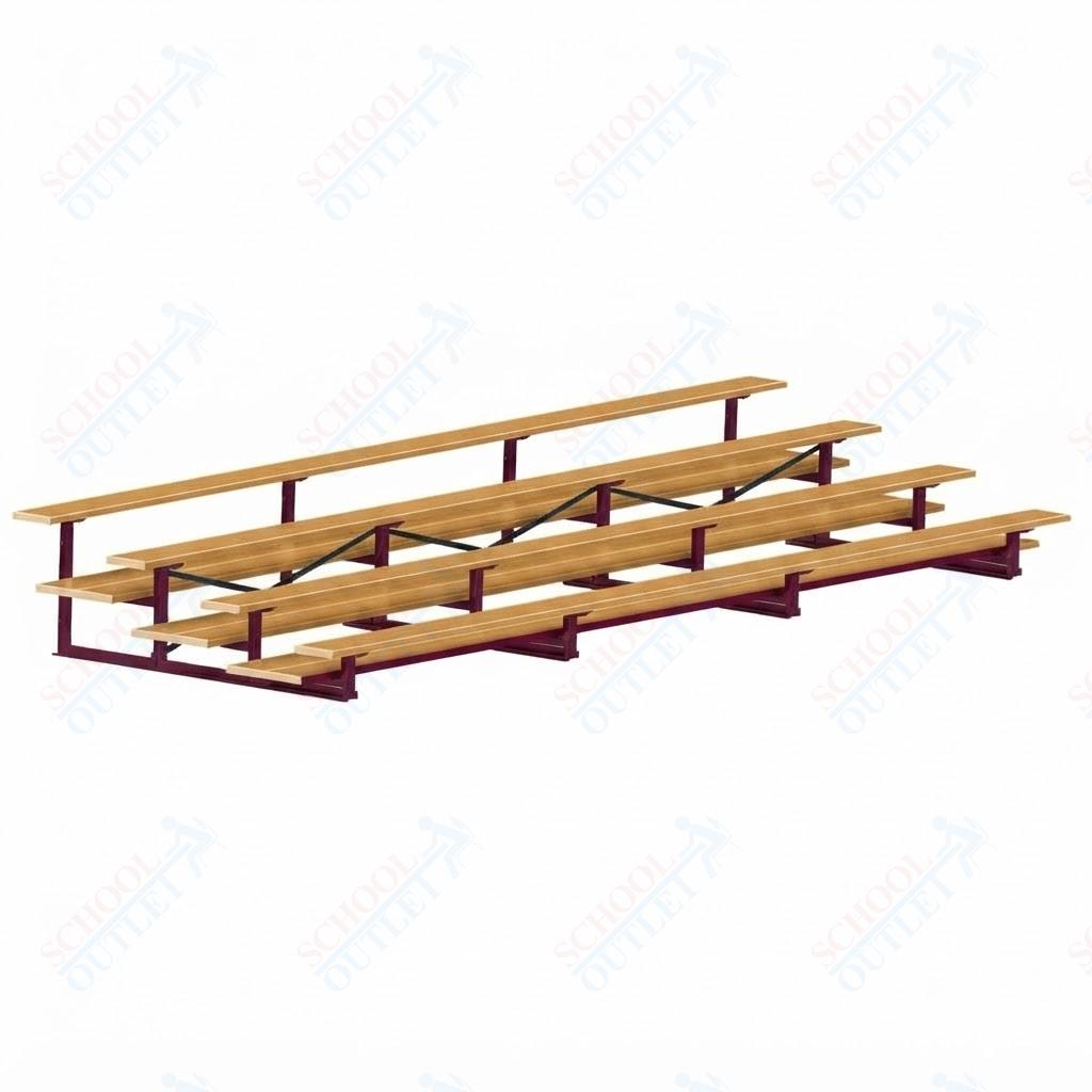 Jaypro Sports Bleacher  - 4 Row - Double Foot Plank, All Aluminum Bleachers, Powder Coated - 21' L (BLDP-421ALPC)