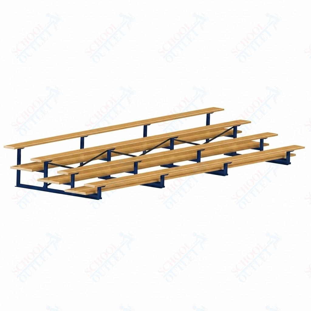 Jaypro Sports Bleacher  - 4 Row - Double Foot Plank, All Aluminum Bleachers, Powder Coated - 21' L (BLDP-421ALPC)