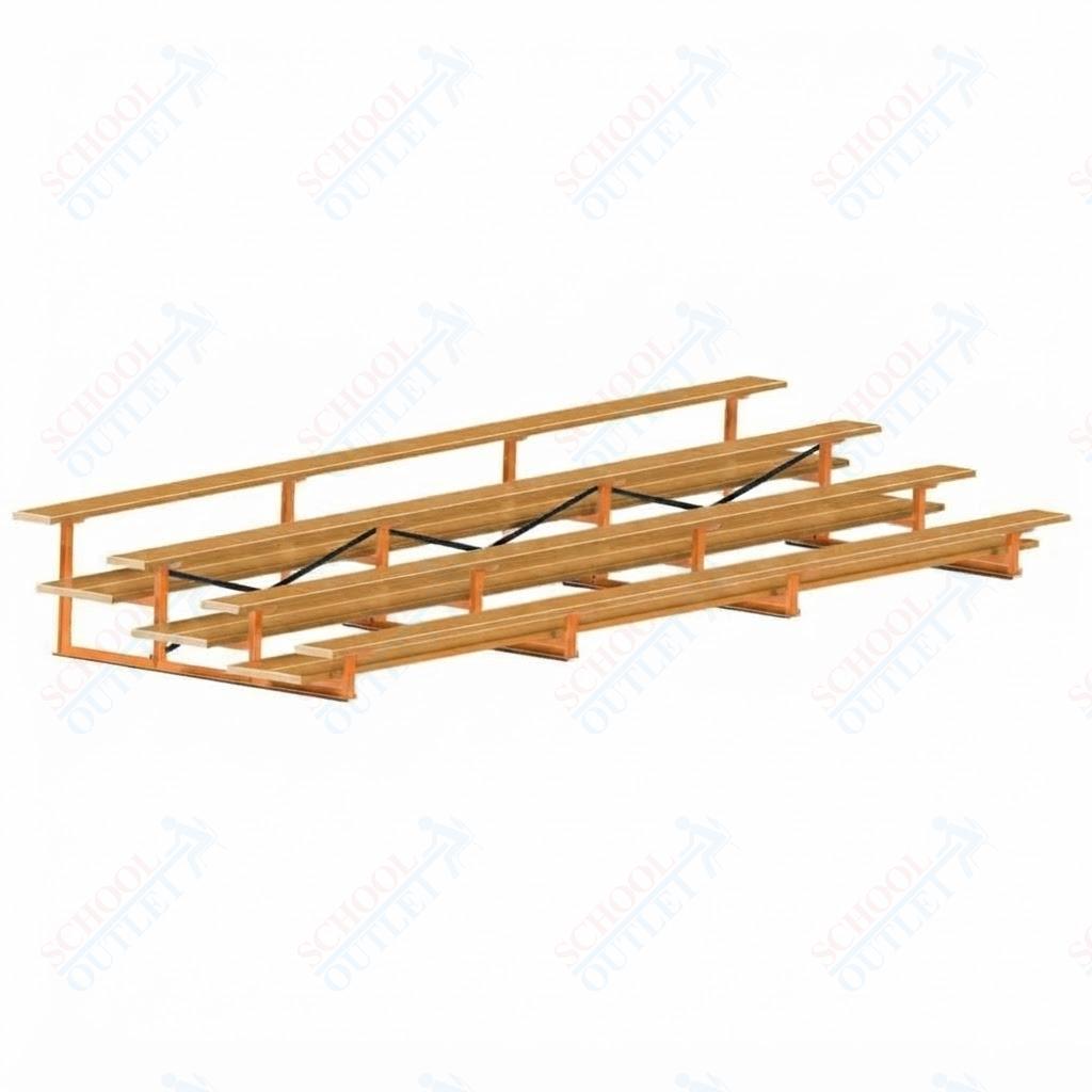 Jaypro Sports Bleacher  - 4 Row - Double Foot Plank, All Aluminum Bleachers, Powder Coated - 21' L (BLDP-421ALPC)