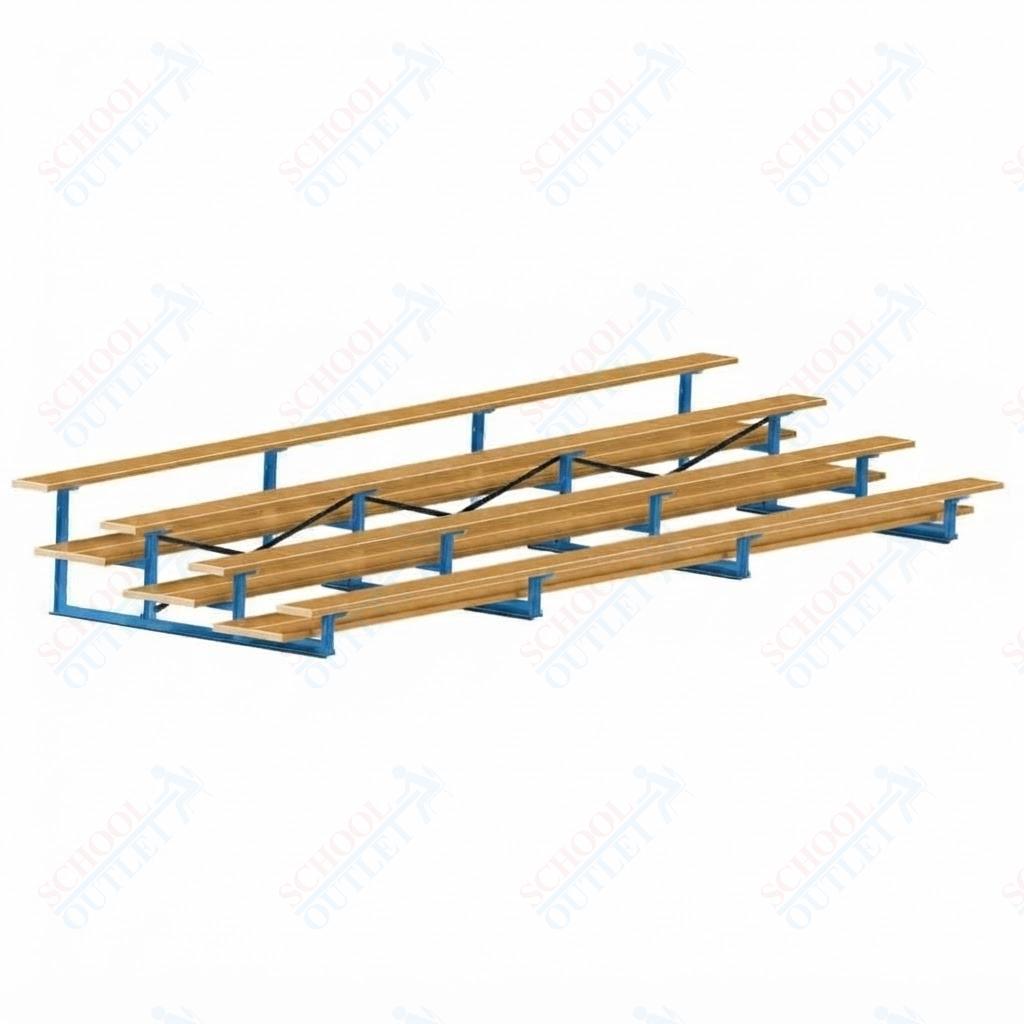 Jaypro Sports Bleacher  - 4 Row - Double Foot Plank, All Aluminum Bleachers, Powder Coated - 21' L (BLDP-421ALPC)