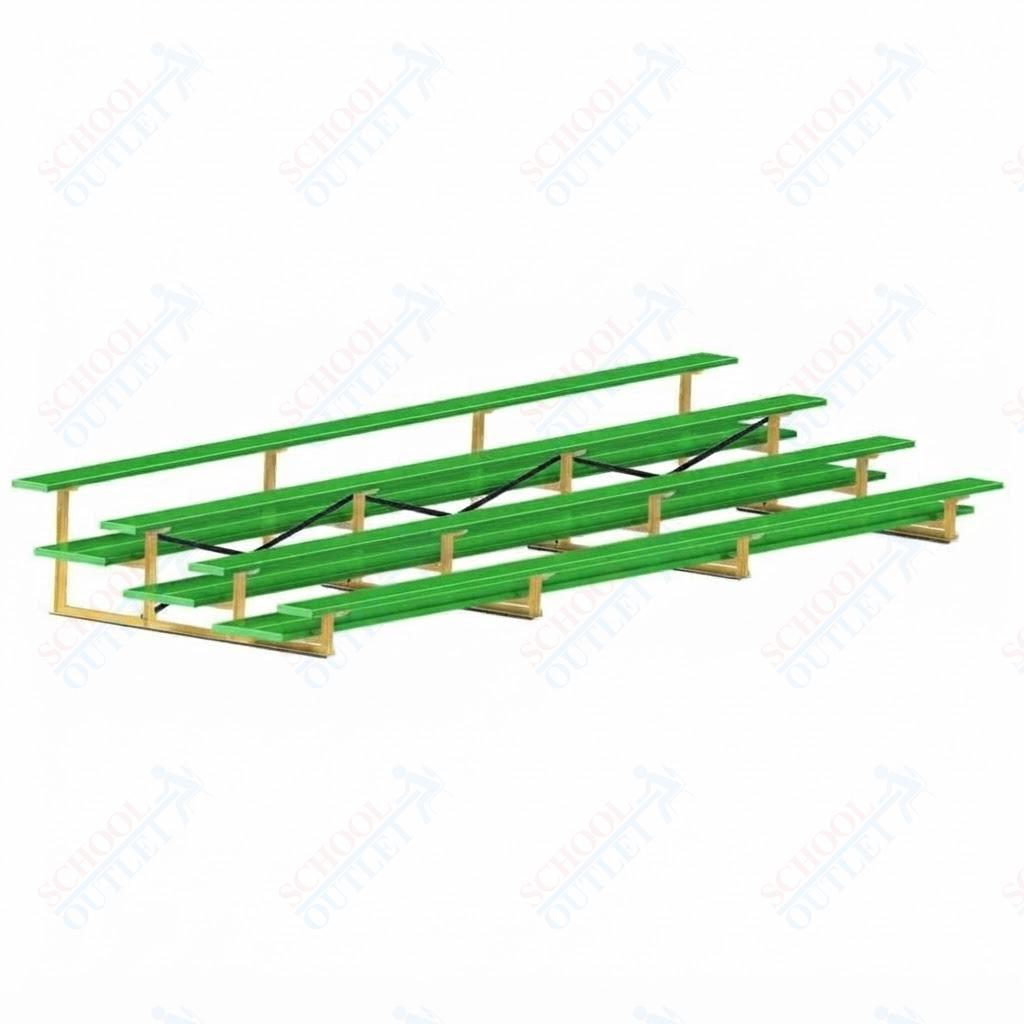 Jaypro Sports Bleacher  - 4 Row - Double Foot Plank, All Aluminum Bleachers, Powder Coated - 21' L (BLDP-421ALPC)