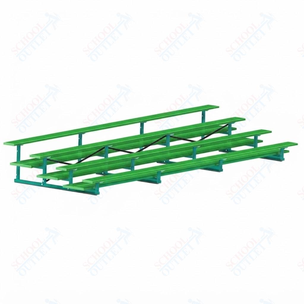 Jaypro Sports Bleacher  - 4 Row - Double Foot Plank, All Aluminum Bleachers, Powder Coated - 21' L (BLDP-421ALPC)
