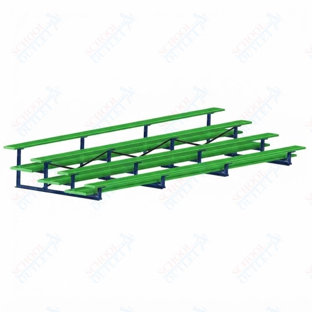 Jaypro Sports Bleacher  - 4 Row - Double Foot Plank, All Aluminum Bleachers, Powder Coated - 21' L (BLDP-421ALPC)