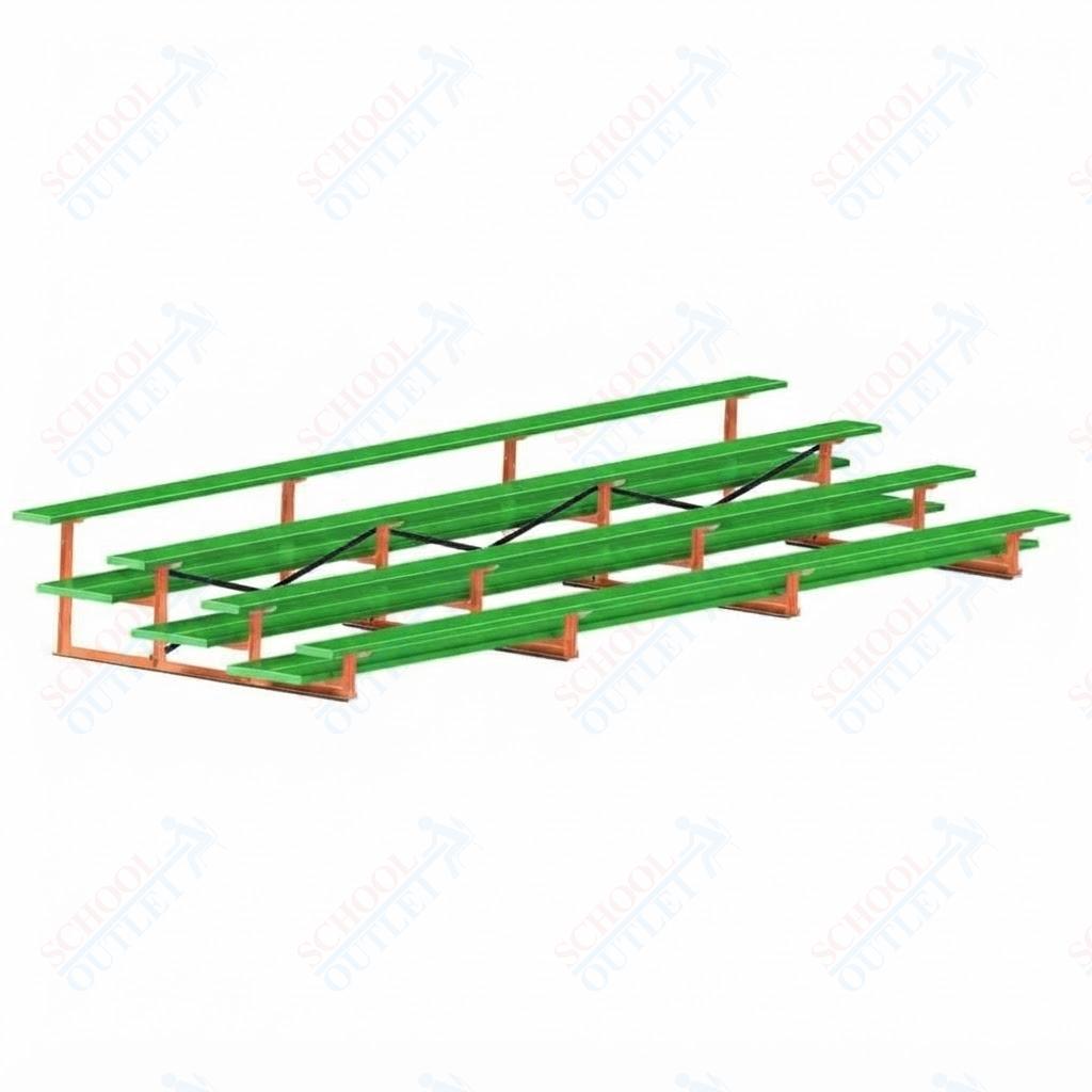 Jaypro Sports Bleacher  - 4 Row - Double Foot Plank, All Aluminum Bleachers, Powder Coated - 21' L (BLDP-421ALPC)