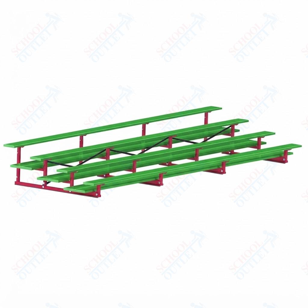 Jaypro Sports Bleacher  - 4 Row - Double Foot Plank, All Aluminum Bleachers, Powder Coated - 21' L (BLDP-421ALPC)