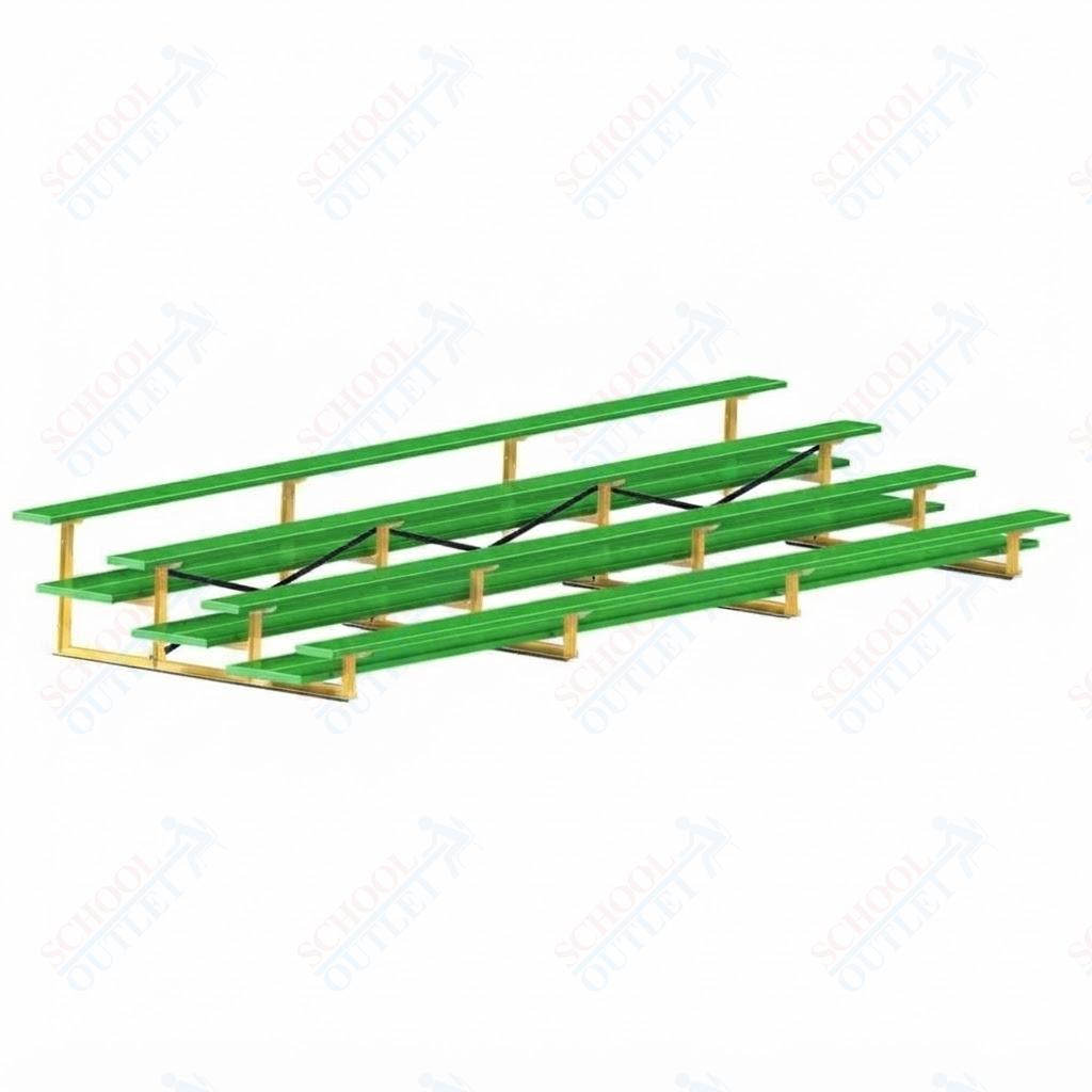 Jaypro Sports Bleacher  - 4 Row - Double Foot Plank, All Aluminum Bleachers, Powder Coated - 21' L (BLDP-421ALPC)