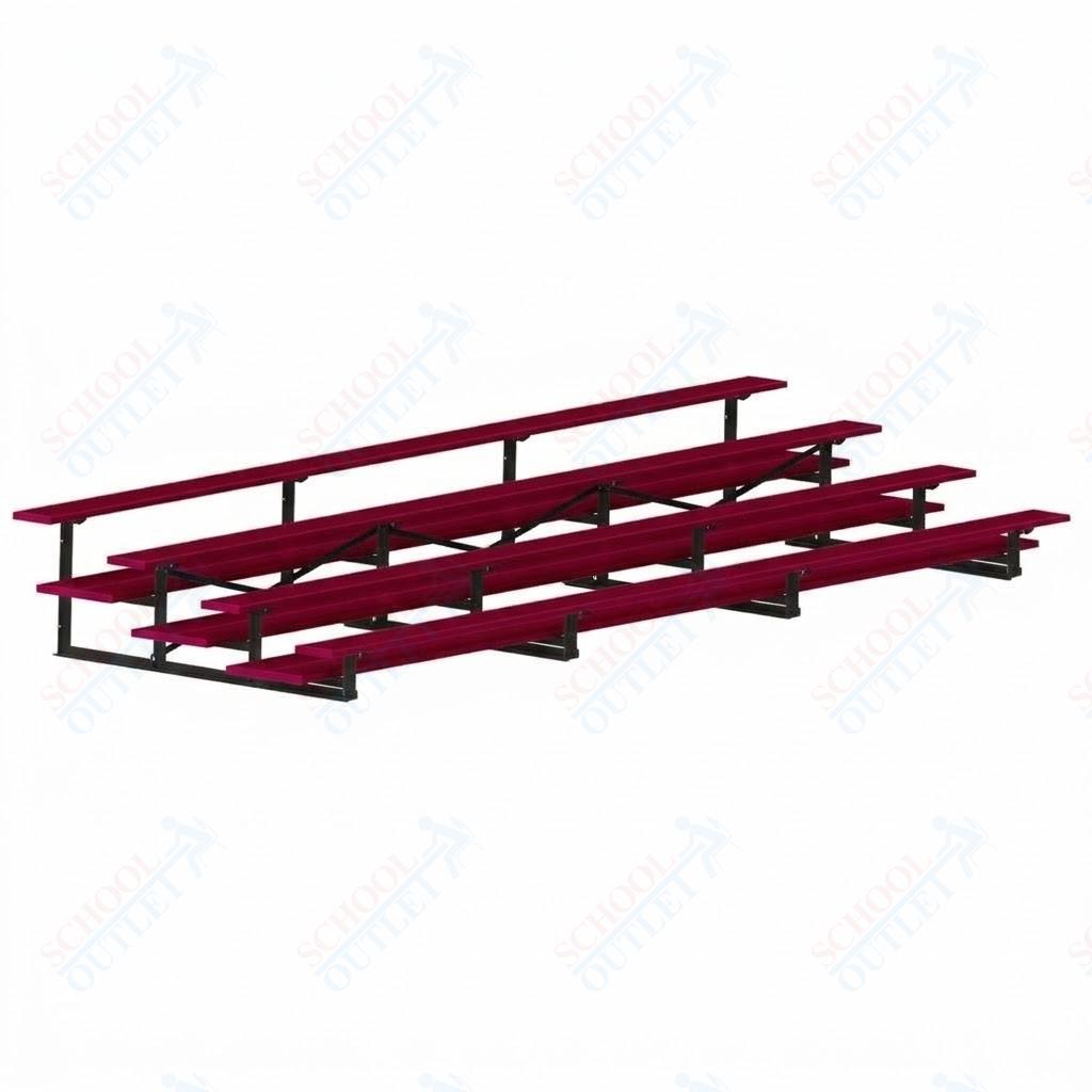 Jaypro Sports Bleacher  - 4 Row - Double Foot Plank, All Aluminum Bleachers, Powder Coated - 21' L (BLDP-421ALPC)