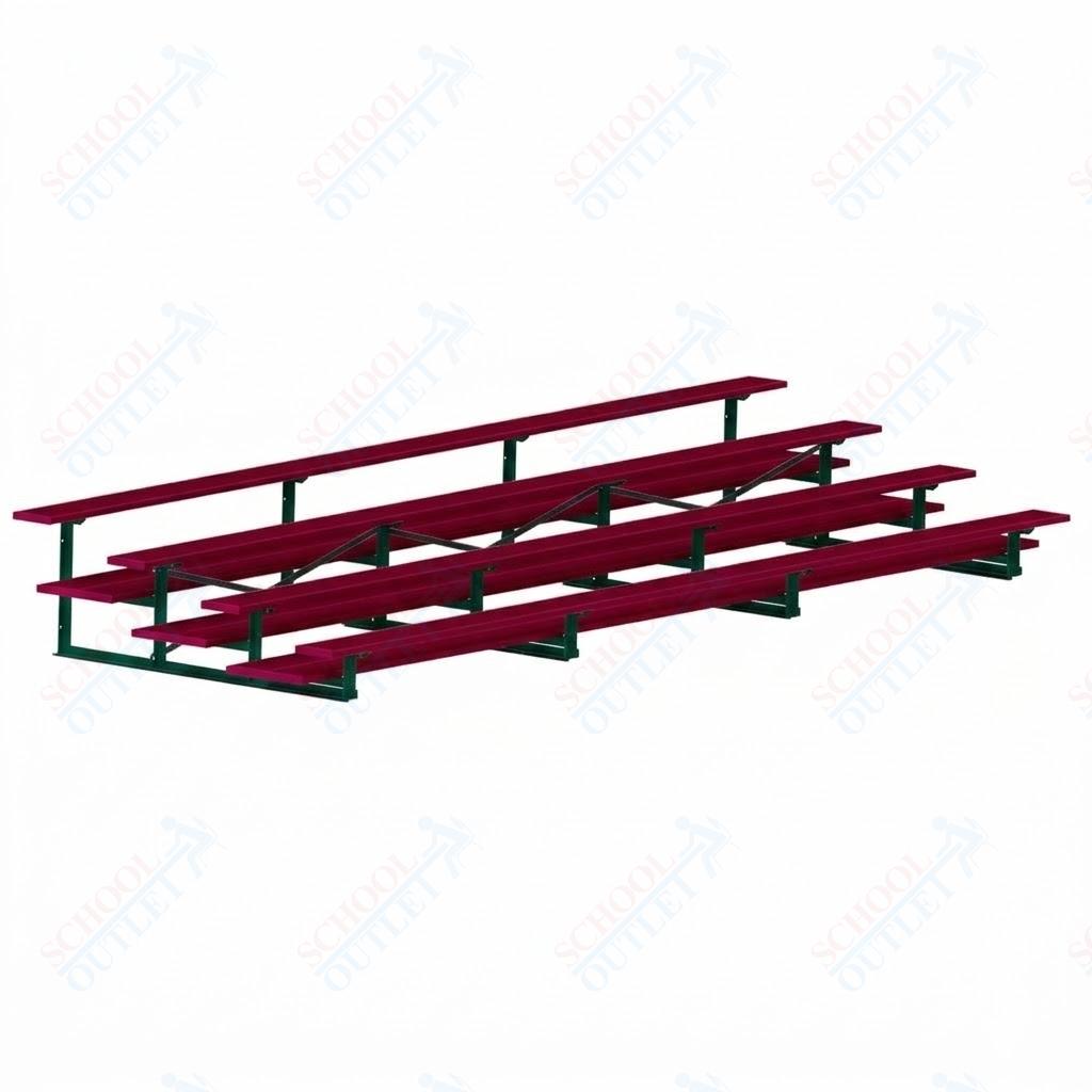 Jaypro Sports Bleacher  - 4 Row - Double Foot Plank, All Aluminum Bleachers, Powder Coated - 21' L (BLDP-421ALPC)