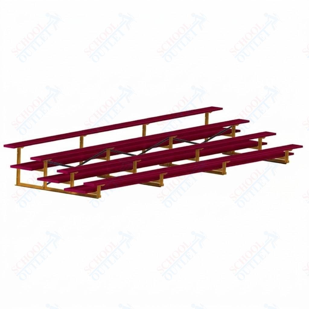 Jaypro Sports Bleacher  - 4 Row - Double Foot Plank, All Aluminum Bleachers, Powder Coated - 21' L (BLDP-421ALPC)