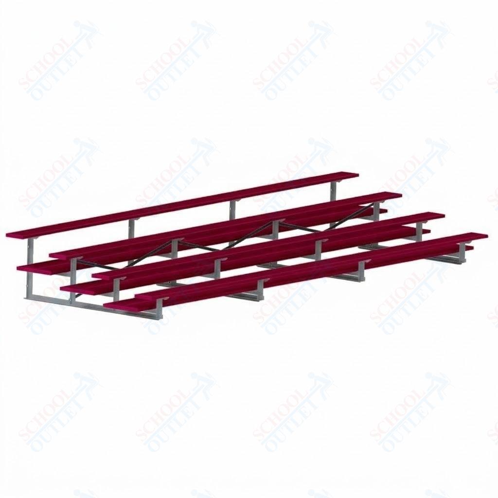Jaypro Sports Bleacher  - 4 Row - Double Foot Plank, All Aluminum Bleachers, Powder Coated - 21' L (BLDP-421ALPC)