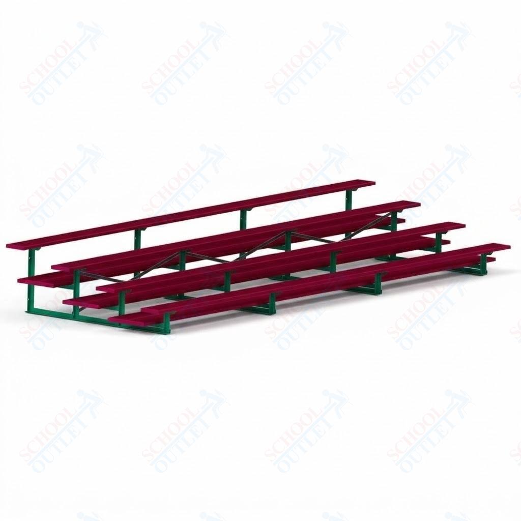 Jaypro Sports Bleacher  - 4 Row - Double Foot Plank, All Aluminum Bleachers, Powder Coated - 21' L (BLDP-421ALPC)