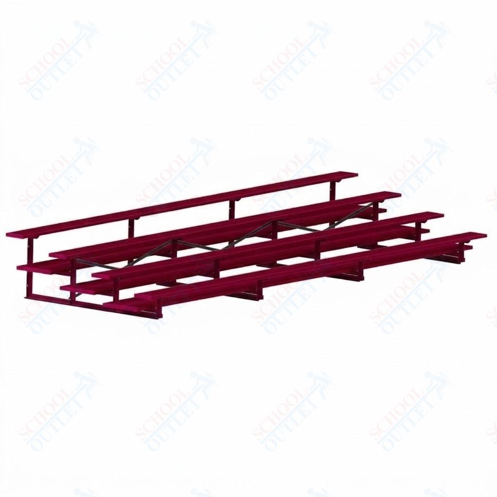 Jaypro Sports Bleacher  - 4 Row - Double Foot Plank, All Aluminum Bleachers, Powder Coated - 21' L (BLDP-421ALPC)