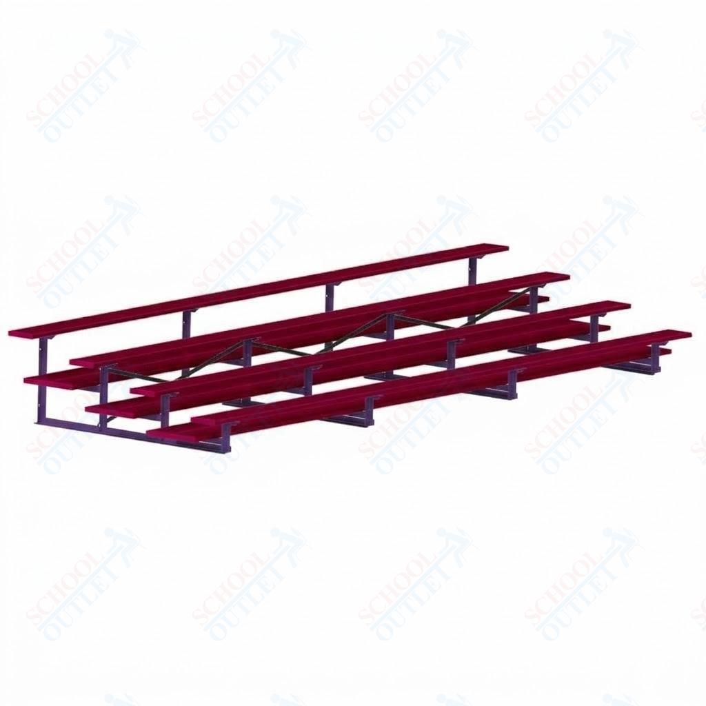 Jaypro Sports Bleacher  - 4 Row - Double Foot Plank, All Aluminum Bleachers, Powder Coated - 21' L (BLDP-421ALPC)