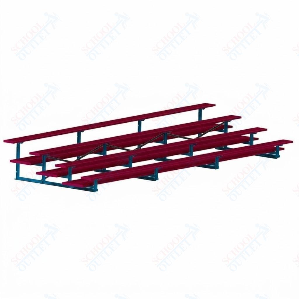 Jaypro Sports Bleacher  - 4 Row - Double Foot Plank, All Aluminum Bleachers, Powder Coated - 21' L (BLDP-421ALPC)