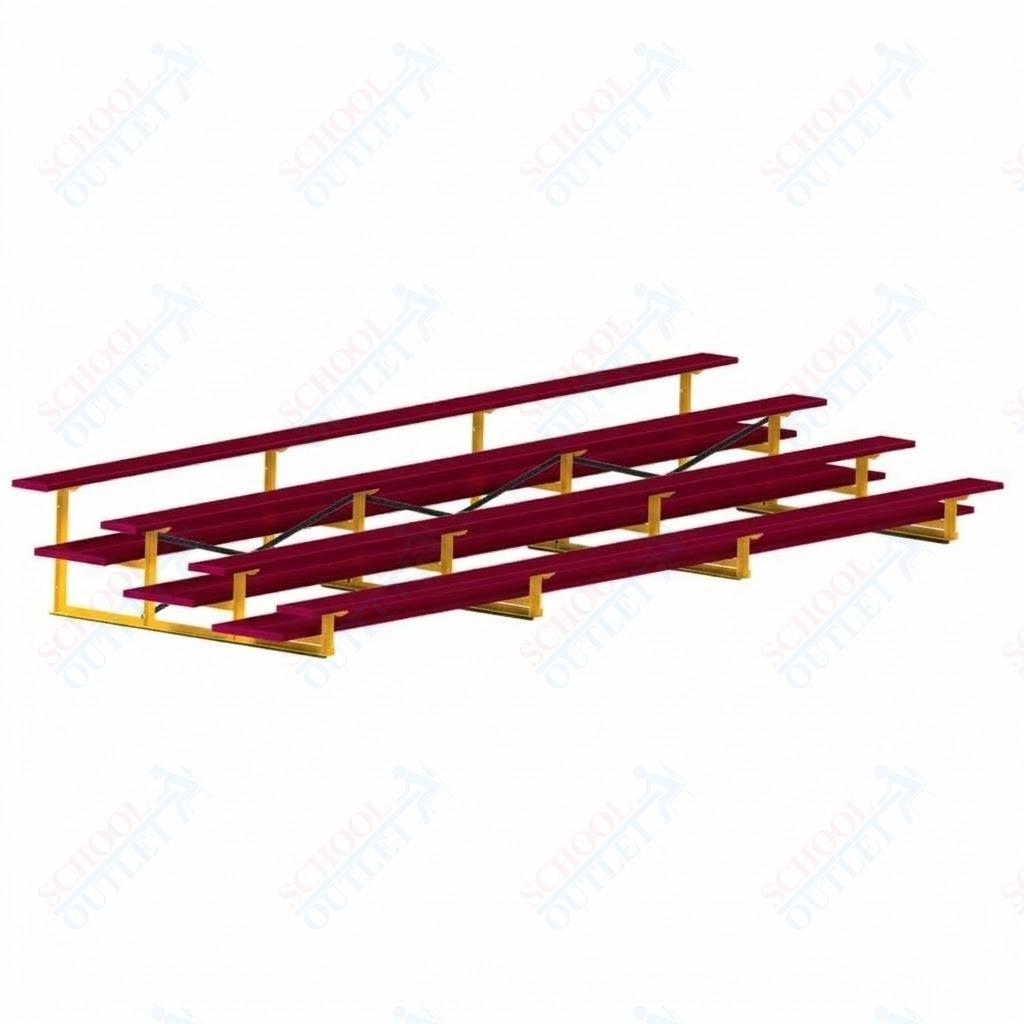 Jaypro Sports Bleacher  - 4 Row - Double Foot Plank, All Aluminum Bleachers, Powder Coated - 21' L (BLDP-421ALPC)