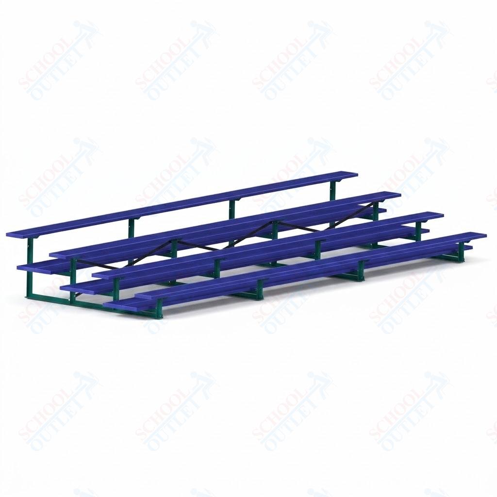 Jaypro Sports Bleacher  - 4 Row - Double Foot Plank, All Aluminum Bleachers, Powder Coated - 21' L (BLDP-421ALPC)