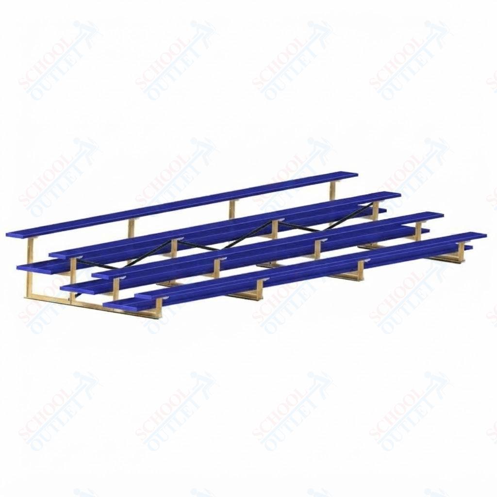 Jaypro Sports Bleacher  - 4 Row - Double Foot Plank, All Aluminum Bleachers, Powder Coated - 21' L (BLDP-421ALPC)