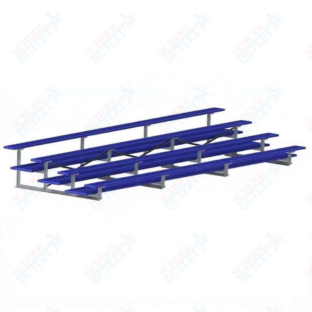 Jaypro Sports Bleacher  - 4 Row - Double Foot Plank, All Aluminum Bleachers, Powder Coated - 21' L (BLDP-421ALPC)