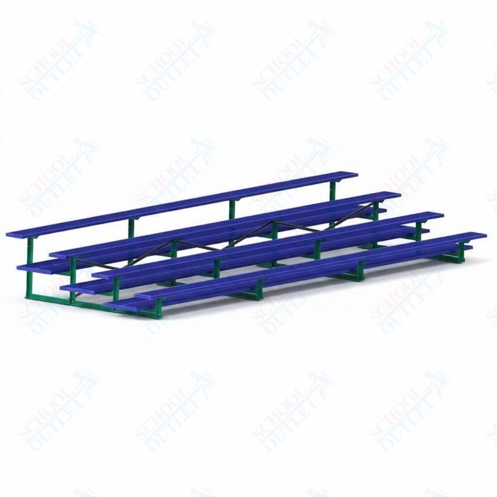 Jaypro Sports Bleacher  - 4 Row - Double Foot Plank, All Aluminum Bleachers, Powder Coated - 21' L (BLDP-421ALPC)