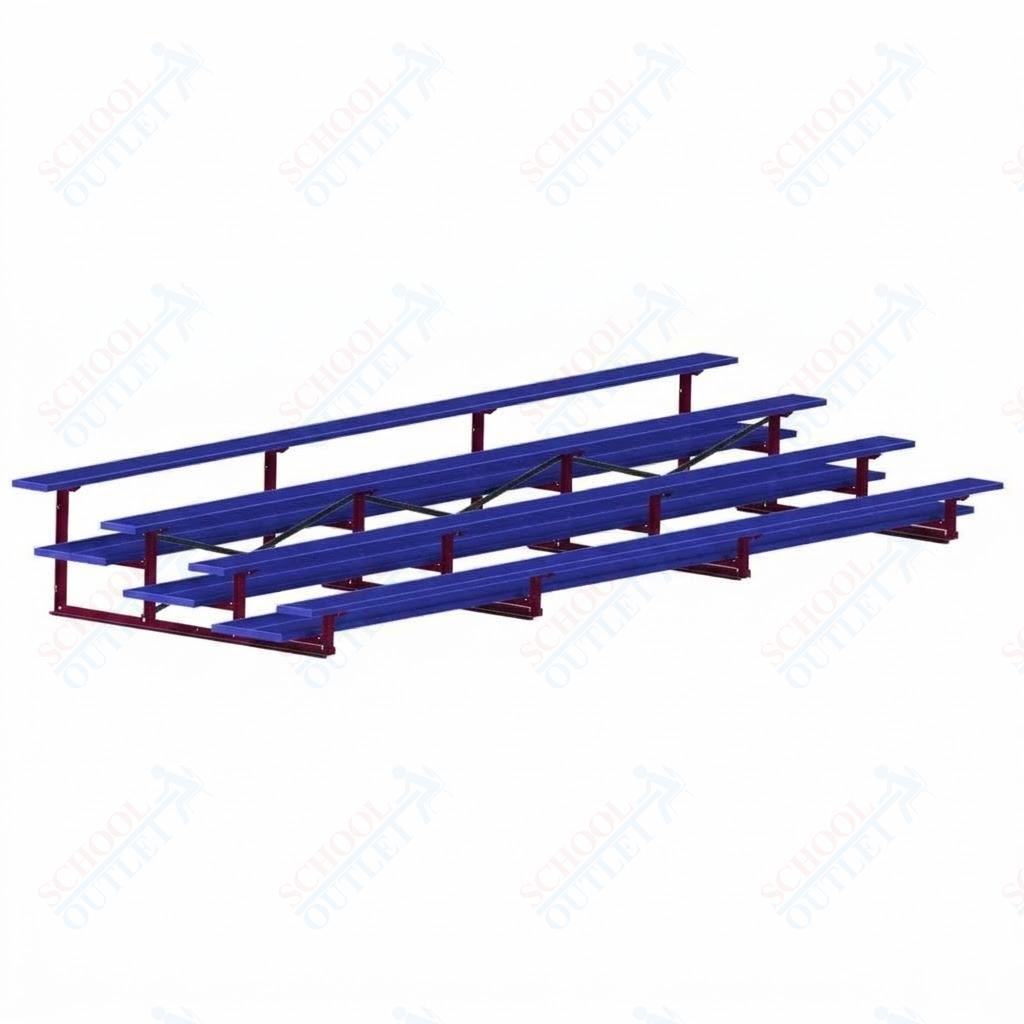 Jaypro Sports Bleacher  - 4 Row - Double Foot Plank, All Aluminum Bleachers, Powder Coated - 21' L (BLDP-421ALPC)