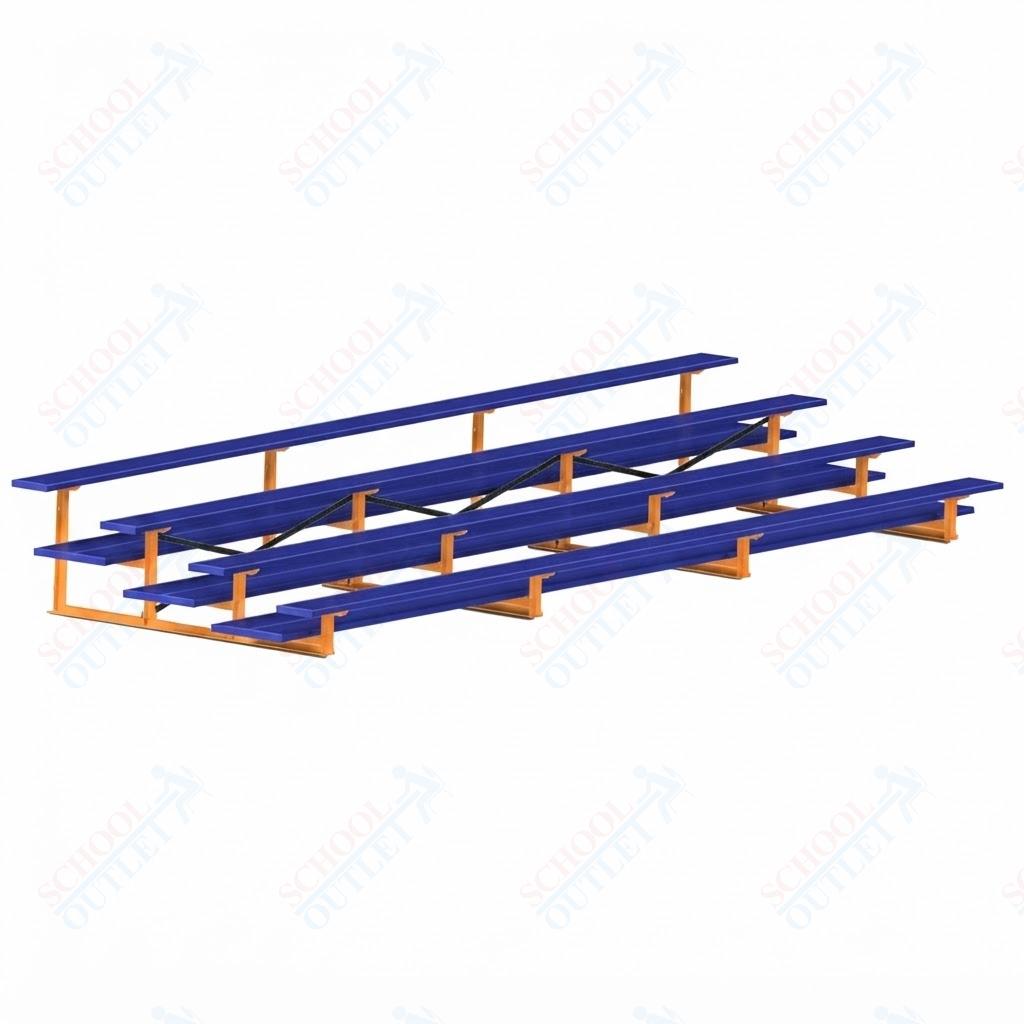 Jaypro Sports Bleacher  - 4 Row - Double Foot Plank, All Aluminum Bleachers, Powder Coated - 21' L (BLDP-421ALPC)