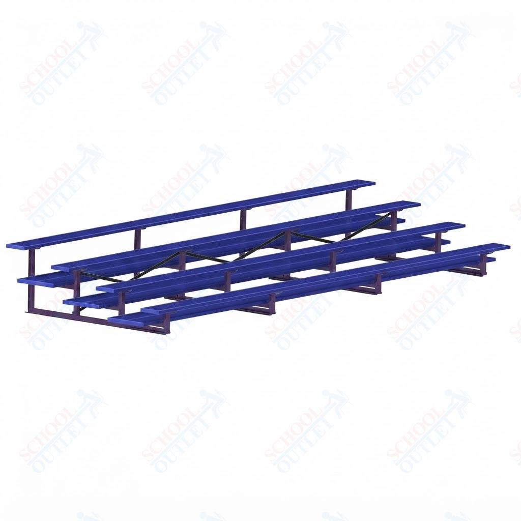 Jaypro Sports Bleacher  - 4 Row - Double Foot Plank, All Aluminum Bleachers, Powder Coated - 21' L (BLDP-421ALPC)