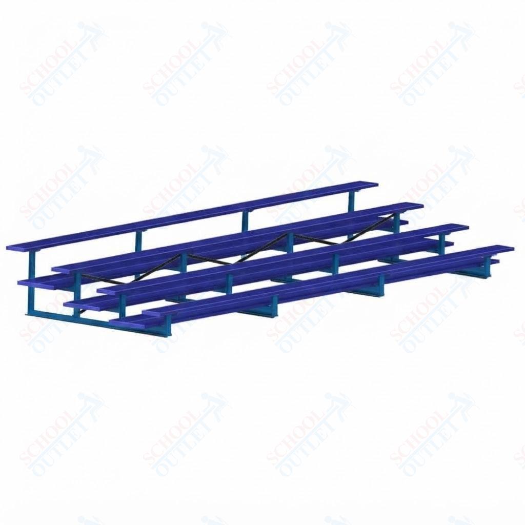 Jaypro Sports Bleacher  - 4 Row - Double Foot Plank, All Aluminum Bleachers, Powder Coated - 21' L (BLDP-421ALPC)