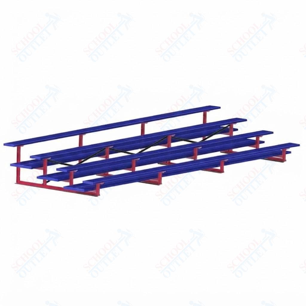 Jaypro Sports Bleacher  - 4 Row - Double Foot Plank, All Aluminum Bleachers, Powder Coated - 21' L (BLDP-421ALPC)
