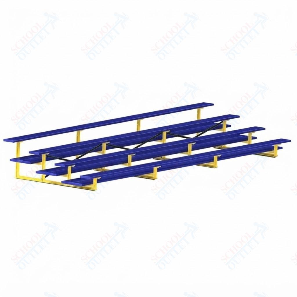 Jaypro Sports Bleacher  - 4 Row - Double Foot Plank, All Aluminum Bleachers, Powder Coated - 21' L (BLDP-421ALPC)