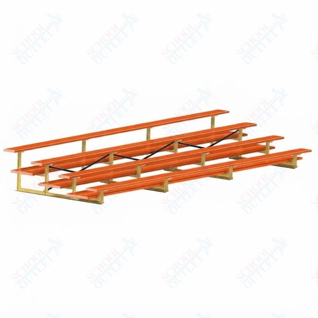 Jaypro Sports Bleacher  - 4 Row - Double Foot Plank, All Aluminum Bleachers, Powder Coated - 21' L (BLDP-421ALPC)