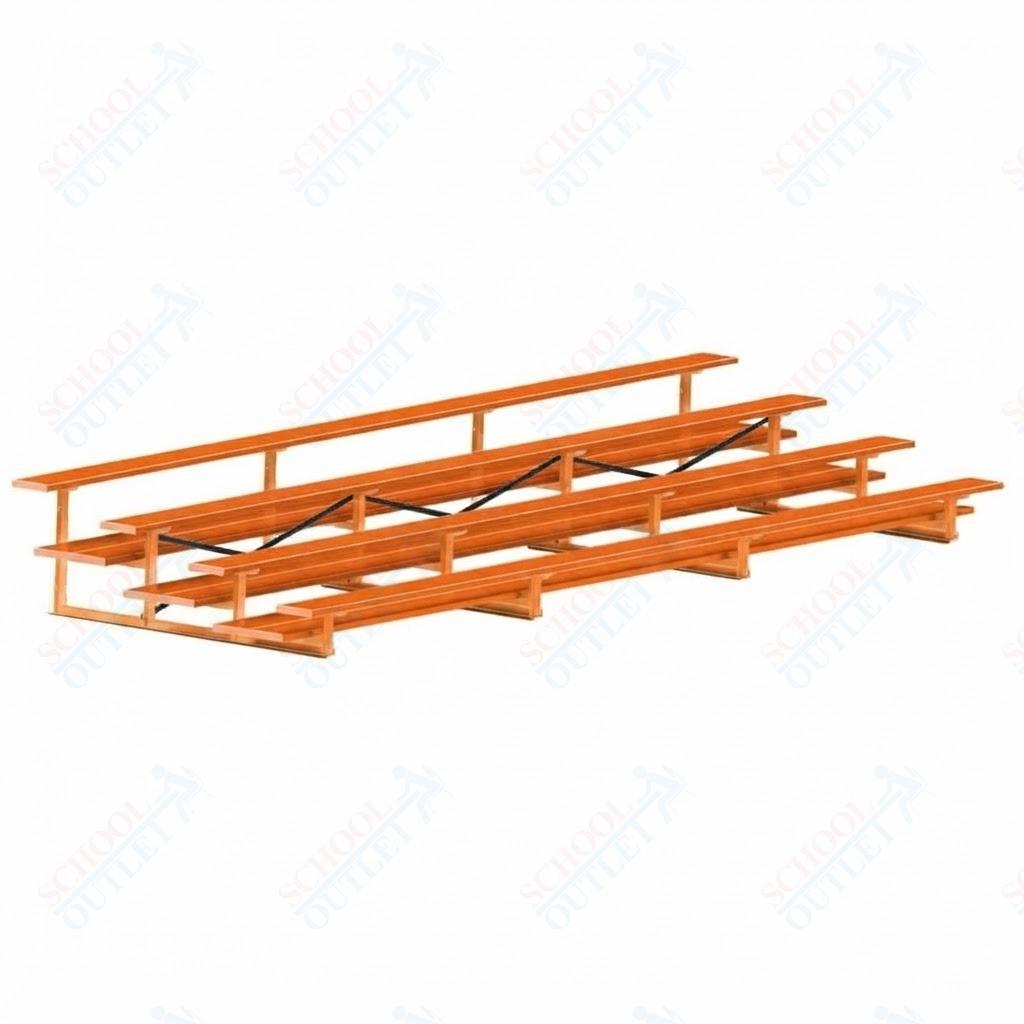 Jaypro Sports Bleacher  - 4 Row - Double Foot Plank, All Aluminum Bleachers, Powder Coated - 21' L (BLDP-421ALPC)