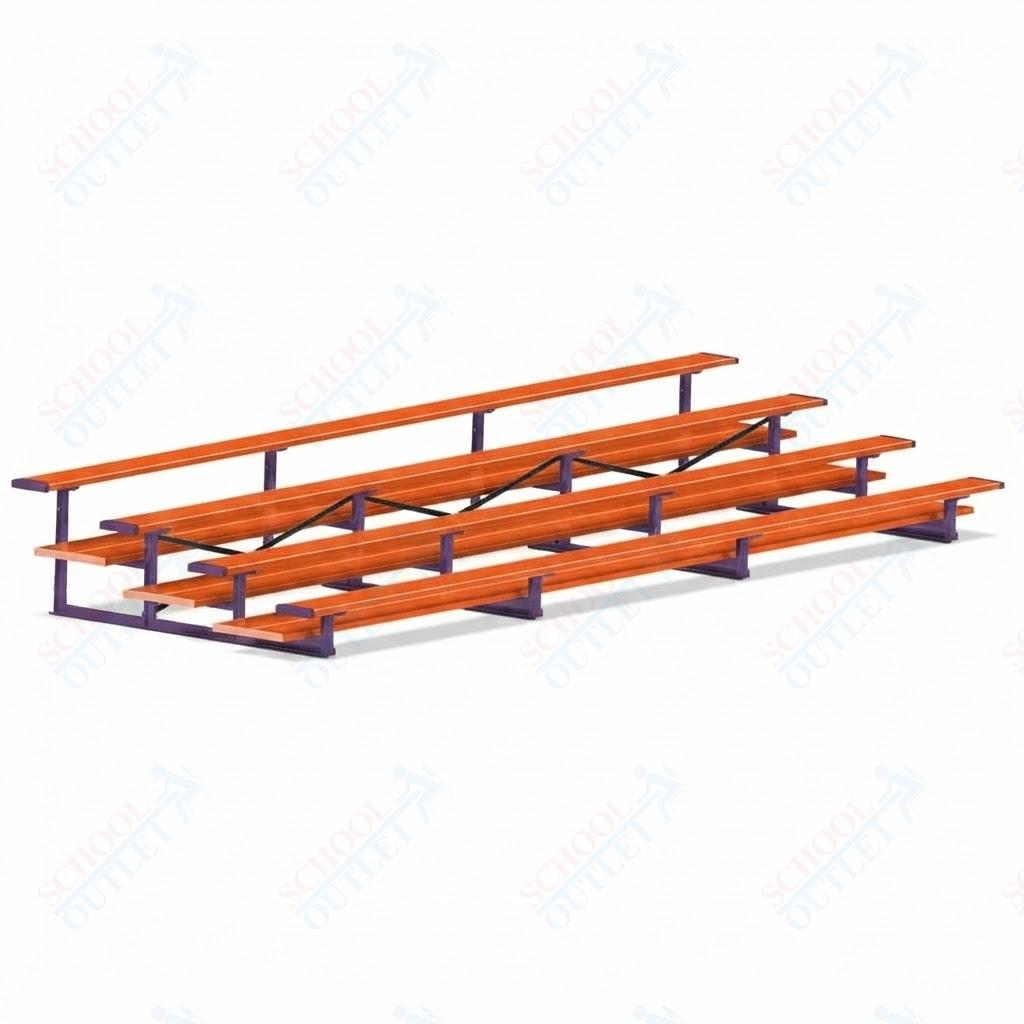 Jaypro Sports Bleacher  - 4 Row - Double Foot Plank, All Aluminum Bleachers, Powder Coated - 21' L (BLDP-421ALPC)