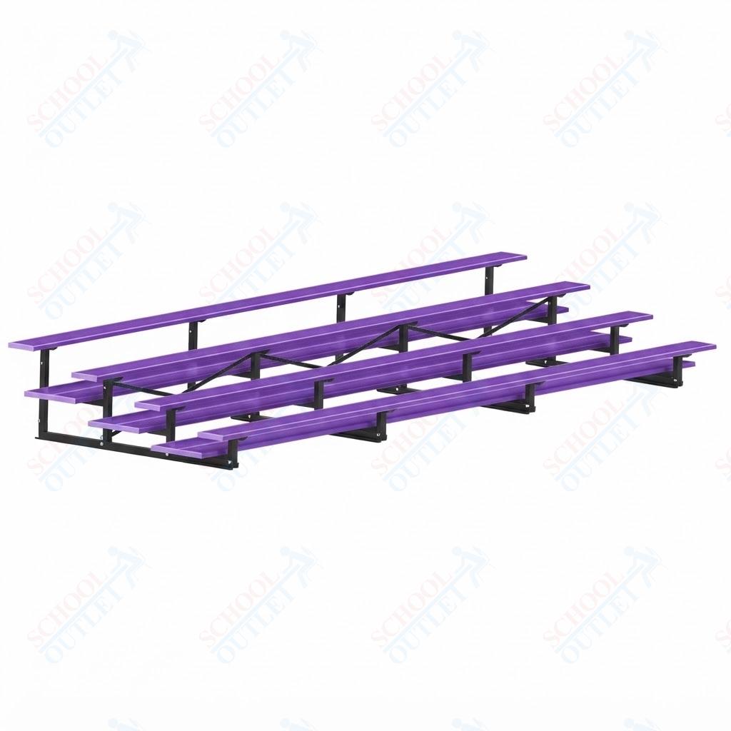 Jaypro Sports Bleacher  - 4 Row - Double Foot Plank, All Aluminum Bleachers, Powder Coated - 21' L (BLDP-421ALPC)