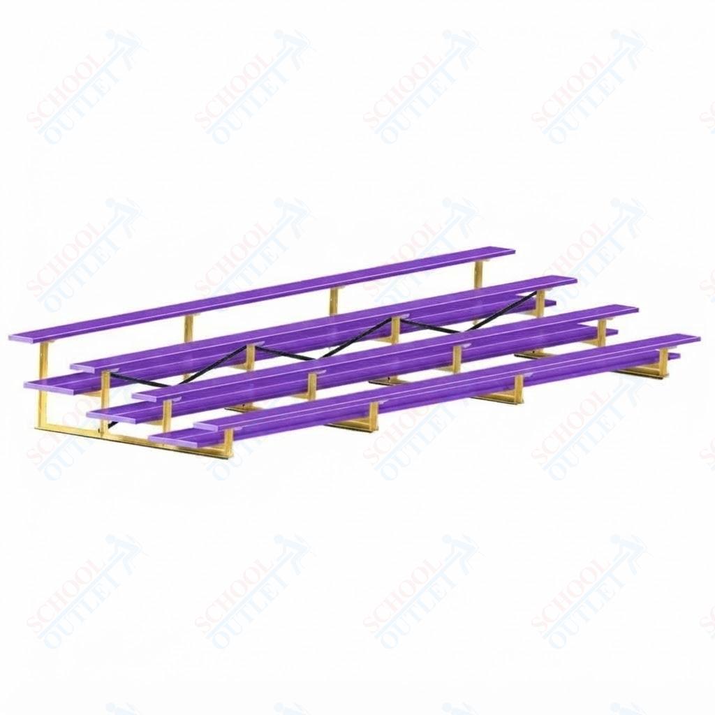 Jaypro Sports Bleacher  - 4 Row - Double Foot Plank, All Aluminum Bleachers, Powder Coated - 21' L (BLDP-421ALPC)