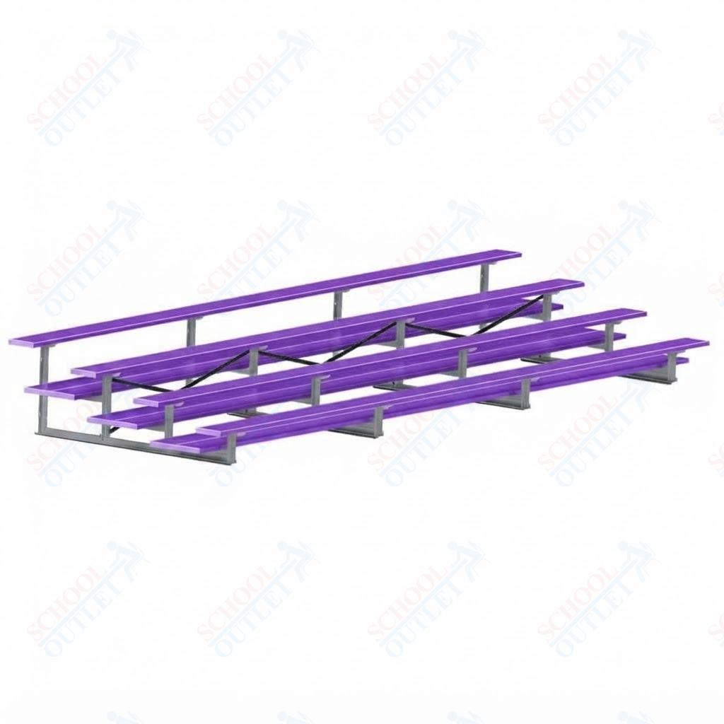 Jaypro Sports Bleacher  - 4 Row - Double Foot Plank, All Aluminum Bleachers, Powder Coated - 21' L (BLDP-421ALPC)