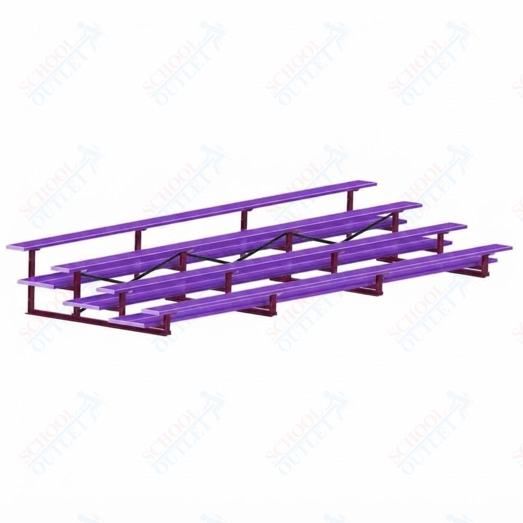 Jaypro Sports Bleacher  - 4 Row - Double Foot Plank, All Aluminum Bleachers, Powder Coated - 21' L (BLDP-421ALPC)