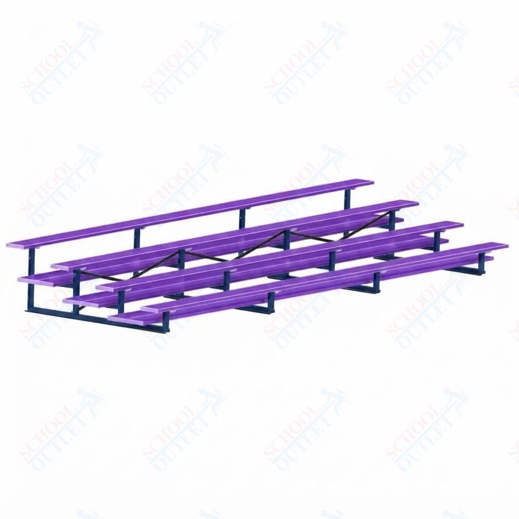 Jaypro Sports Bleacher  - 4 Row - Double Foot Plank, All Aluminum Bleachers, Powder Coated - 21' L (BLDP-421ALPC)