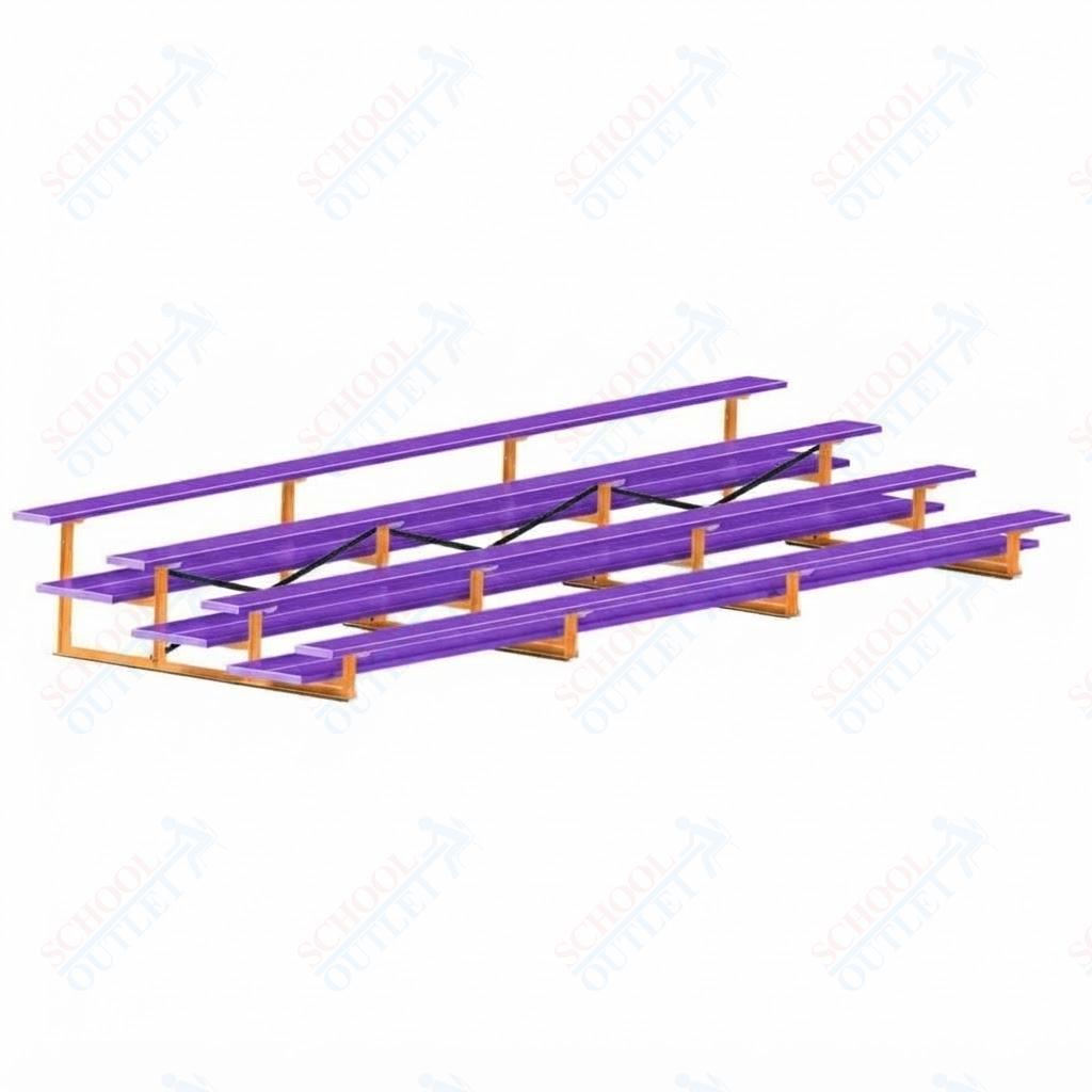 Jaypro Sports Bleacher  - 4 Row - Double Foot Plank, All Aluminum Bleachers, Powder Coated - 21' L (BLDP-421ALPC)
