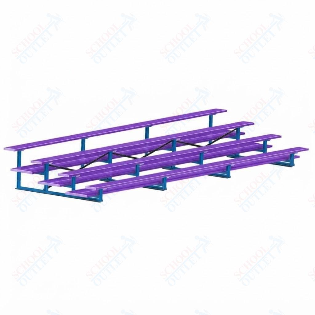 Jaypro Sports Bleacher  - 4 Row - Double Foot Plank, All Aluminum Bleachers, Powder Coated - 21' L (BLDP-421ALPC)