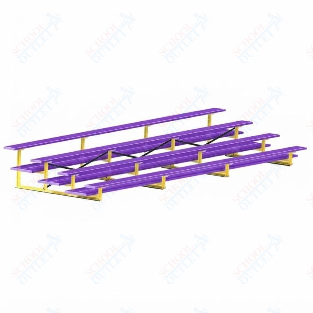 Jaypro Sports Bleacher  - 4 Row - Double Foot Plank, All Aluminum Bleachers, Powder Coated - 21' L (BLDP-421ALPC)