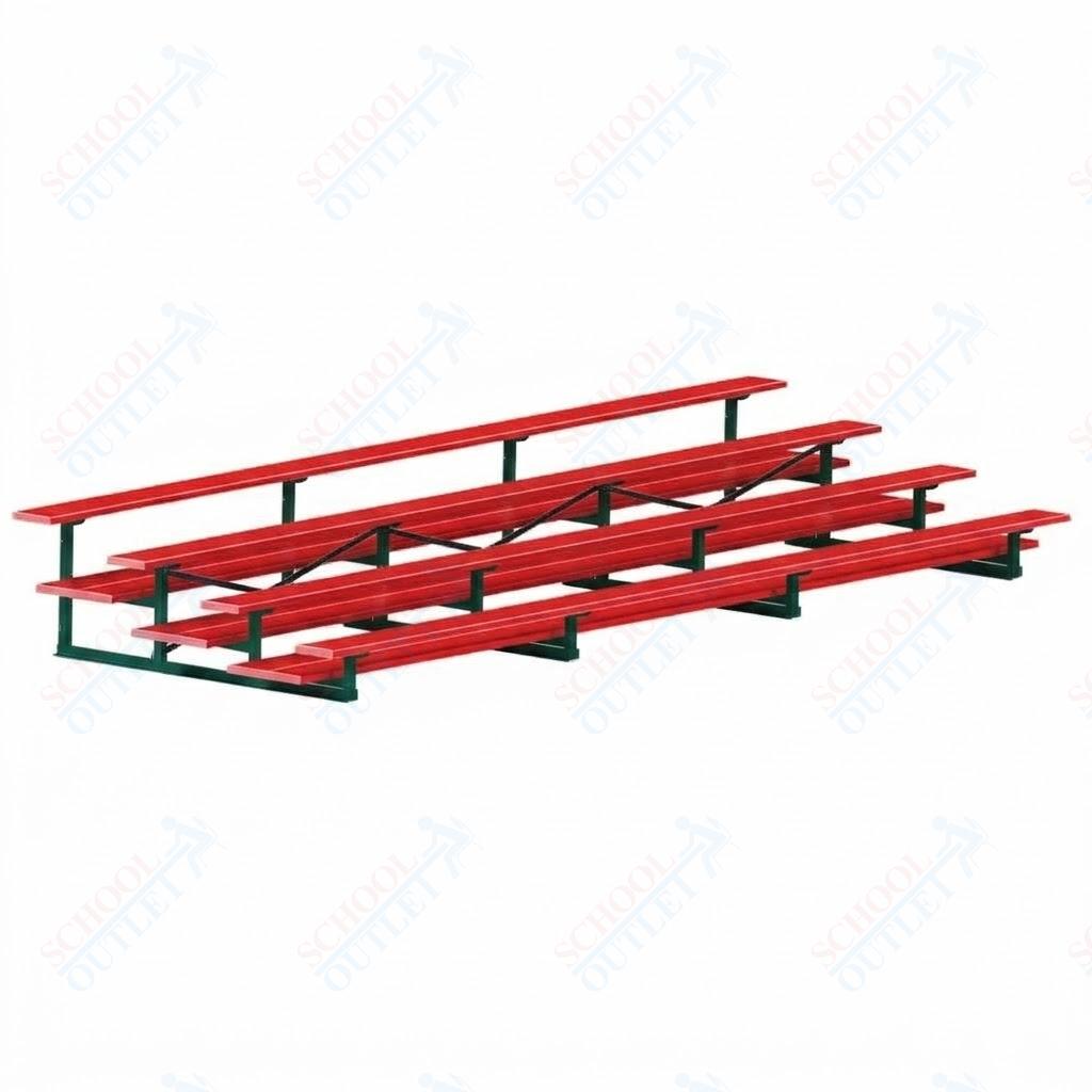 Jaypro Sports Bleacher  - 4 Row - Double Foot Plank, All Aluminum Bleachers, Powder Coated - 21' L (BLDP-421ALPC)