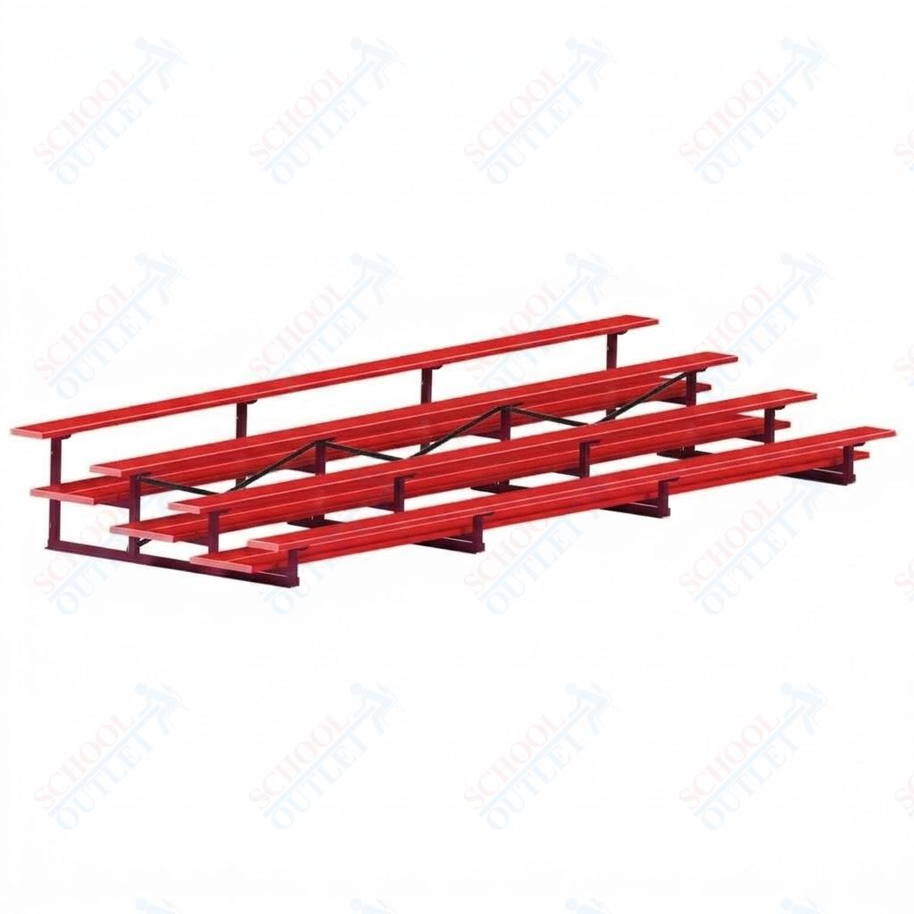 Jaypro Sports Bleacher  - 4 Row - Double Foot Plank, All Aluminum Bleachers, Powder Coated - 21' L (BLDP-421ALPC)