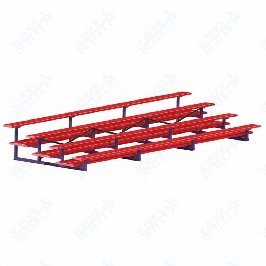 Jaypro Sports Bleacher  - 4 Row - Double Foot Plank, All Aluminum Bleachers, Powder Coated - 21' L (BLDP-421ALPC)