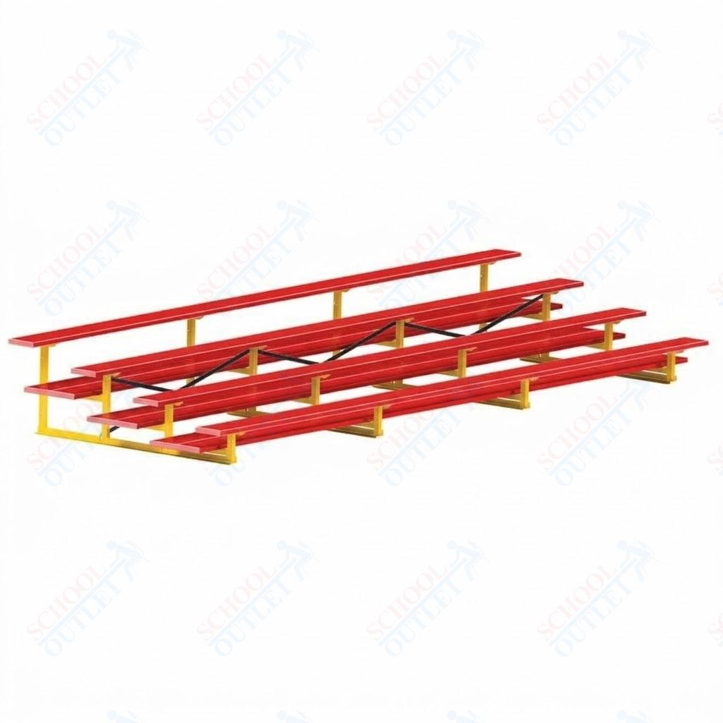 Jaypro Sports Bleacher  - 4 Row - Double Foot Plank, All Aluminum Bleachers, Powder Coated - 21' L (BLDP-421ALPC)