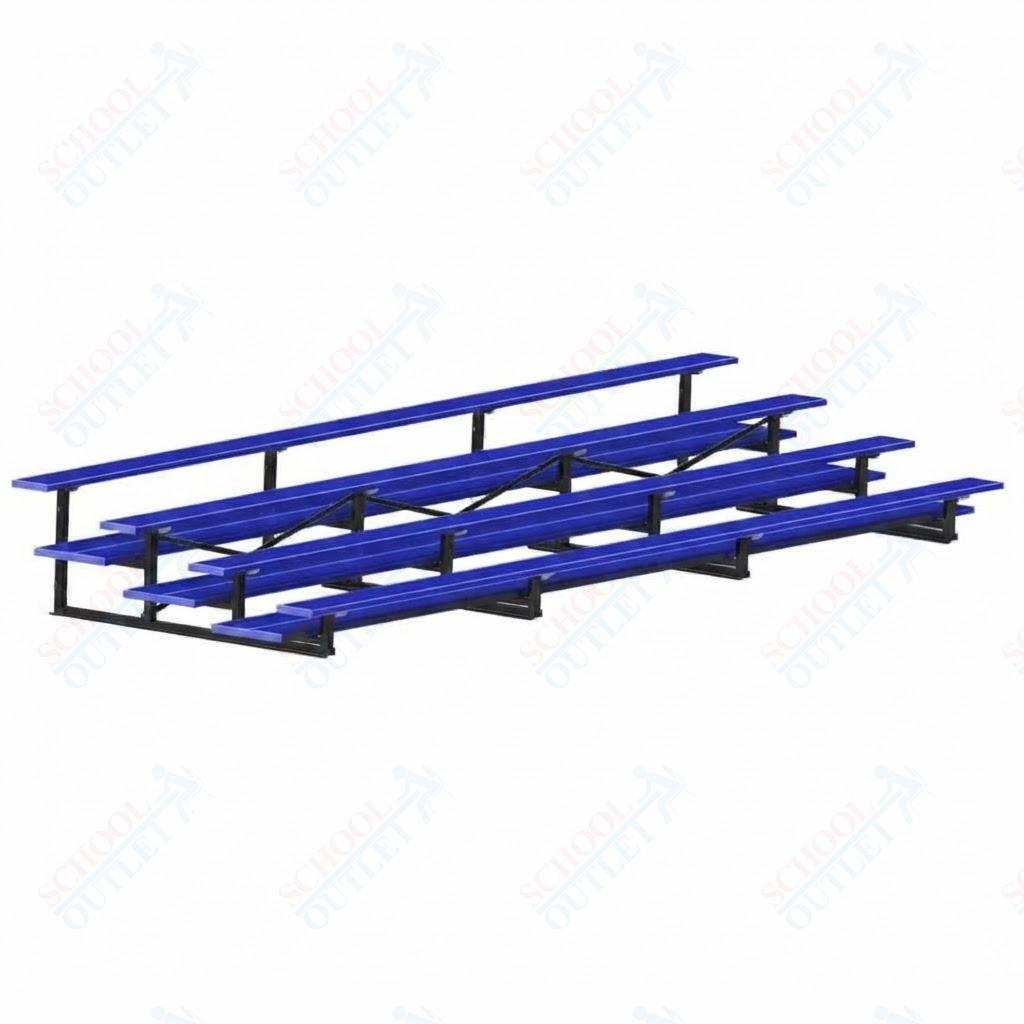 Jaypro Sports Bleacher  - 4 Row - Double Foot Plank, All Aluminum Bleachers, Powder Coated - 21' L (BLDP-421ALPC)